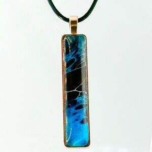 Artisan Blue and Black Pendant Necklace